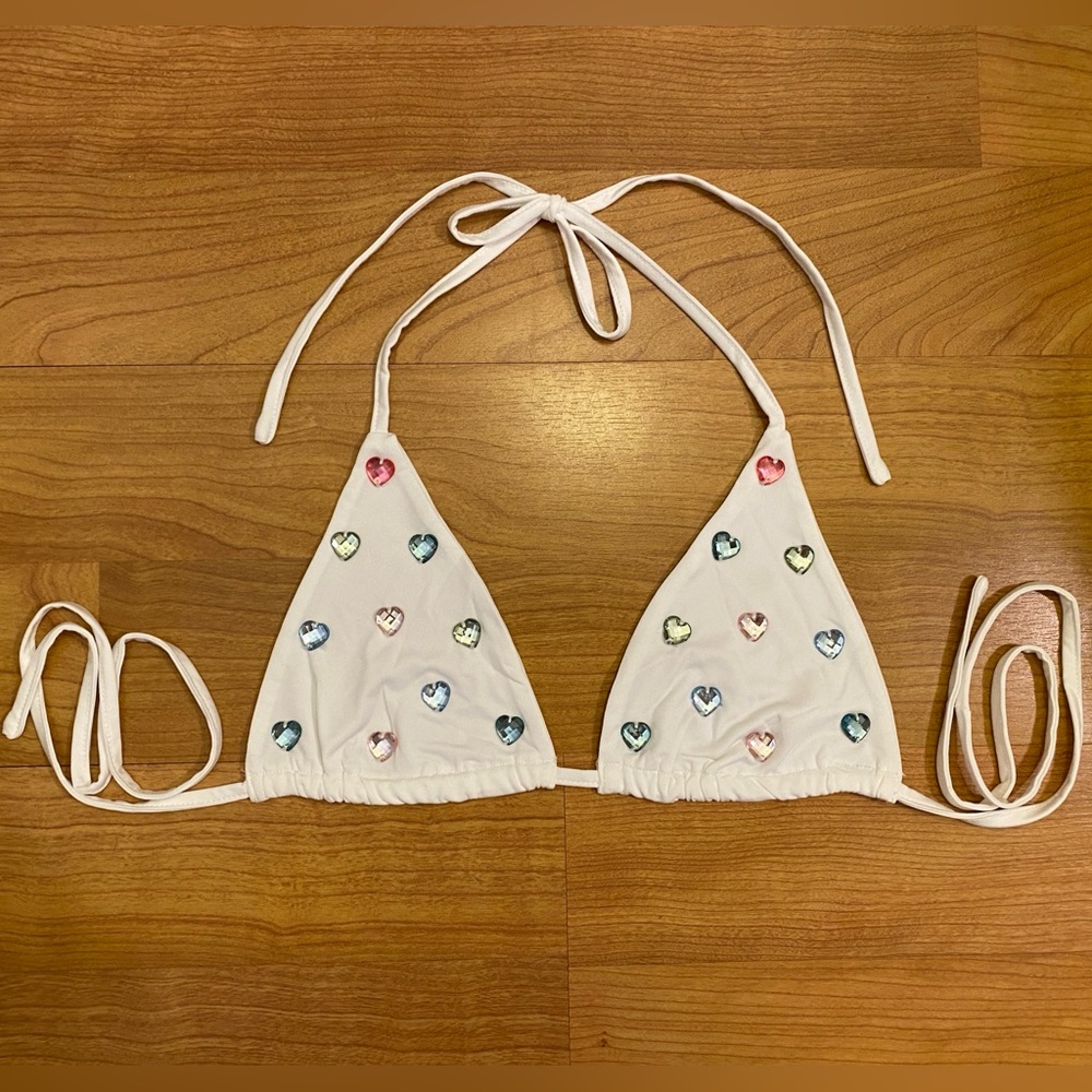 Pastel Heart Gem Detail Festival Bra Top
